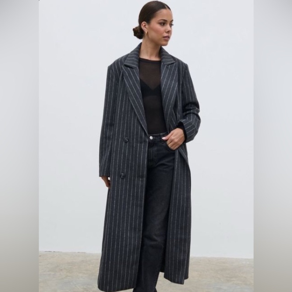 Babaton, The Stedman Coat, XXS, Navy Pinstripe